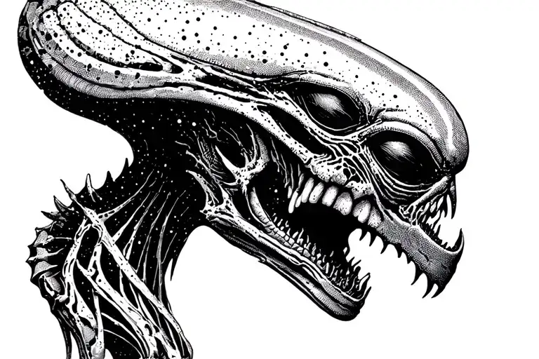 Alien Romulus 2024 With An Open Frightening Mouth In Space
