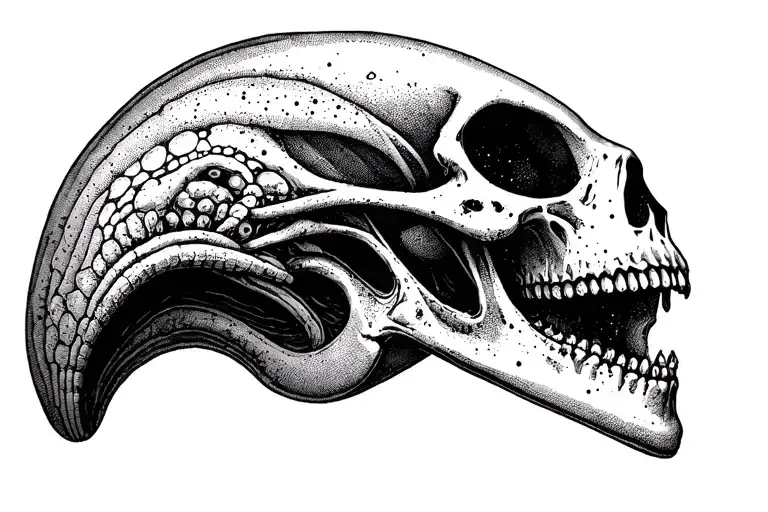 Alien Romulis Elongated Skull With An Open Mouth In Saliva
