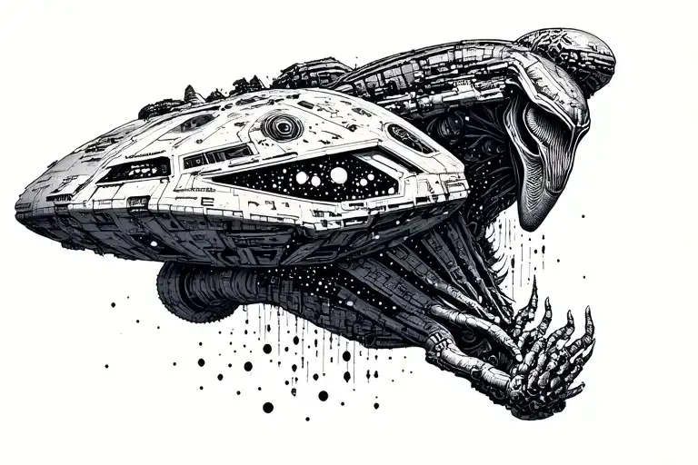 Alien Romulus Fall From A Spaceship