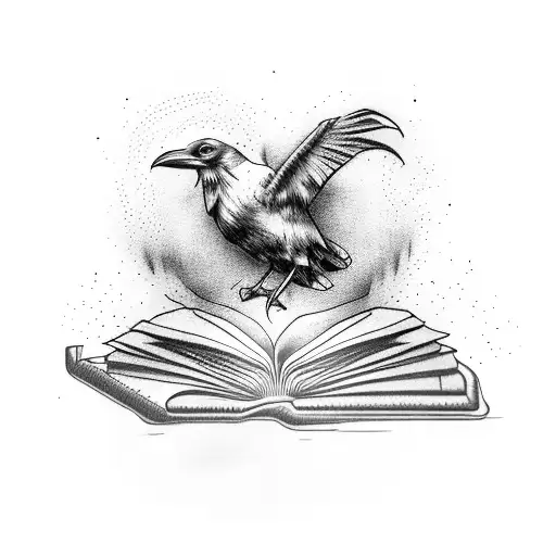Raven On An Opened Book With Egg Timer