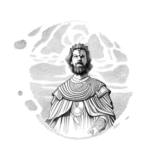 Marcus Aurelius Standing On A Mountain Overlooking A Labyrinth With His Third Eye Open