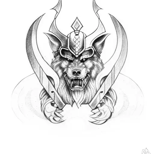 Odin Wielding Gungnir With Fenrir By His Side For Sleeve