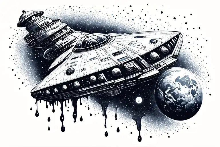 Spaceship With Leaks In Space