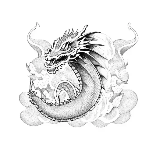 Dragon With January Flowers