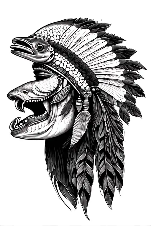 Indian With A Fish In The Mouth