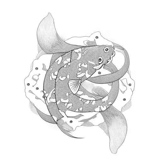 Cancer Ribbon That Made Out Of Koi Fishes