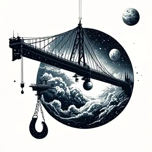 Bridge Crane With A Hook Suspension In Space