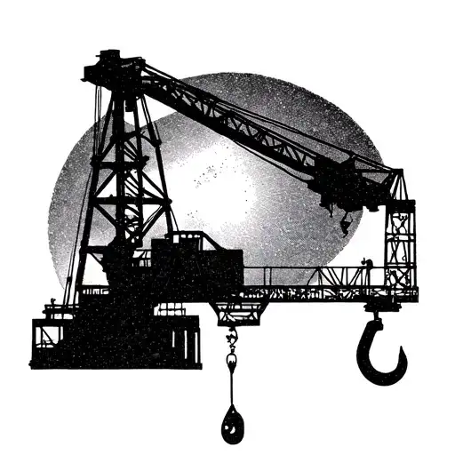 Factory Crane With A Hook Suspension In Outer Space