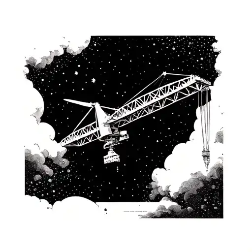 The Lifting Crane In Space Flies Past