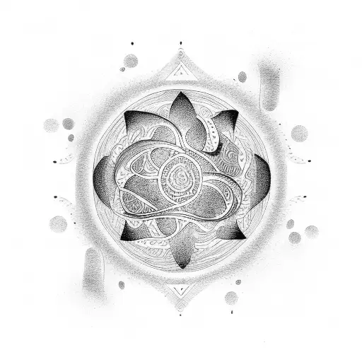 Enso With Tree Of Life And Mandala And Word Breath As Well As Waves