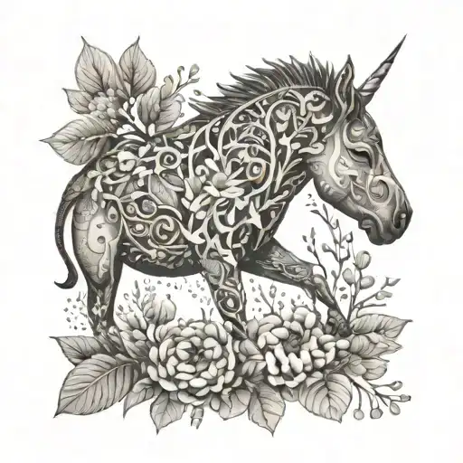 An Intricate Tattoo Featuring A Detailed Anatomy Of An Animal Surrounded By Botanical Elements