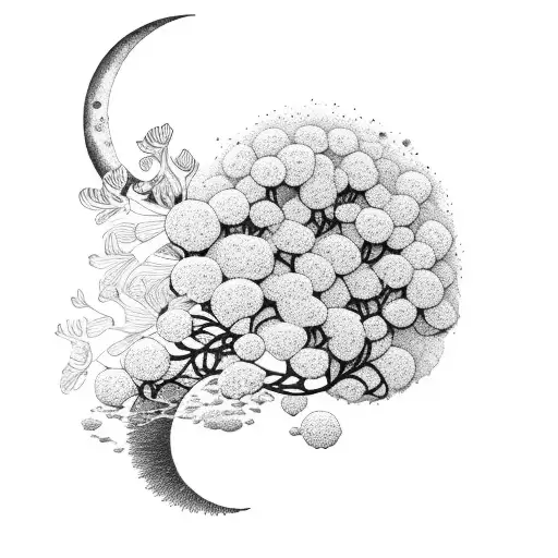 Mimosa Flowers And Moon