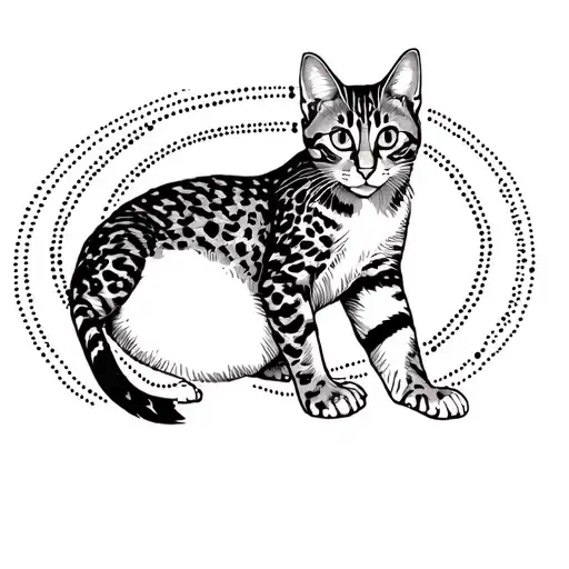 Bengal Cat With Spots Circles Around Human Legs