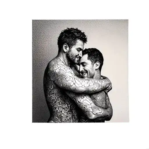 Son Hugging Father From Behind