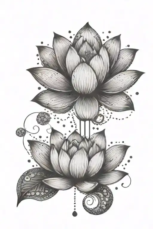 Unalome Symbol With Lotus