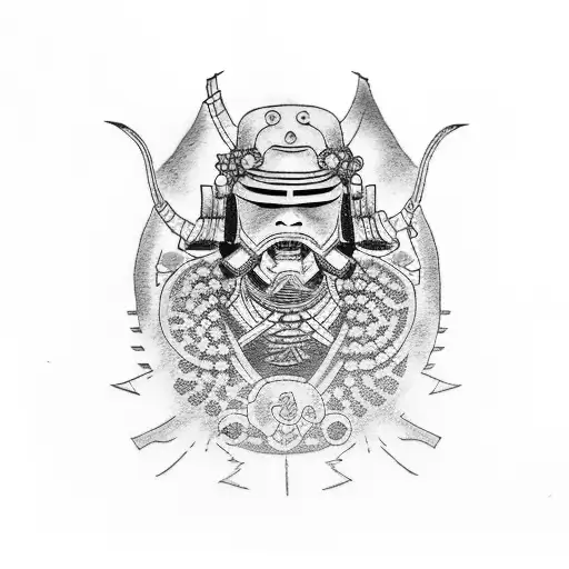 Japanese Tattoo With Samurai In Cyberpunk Style