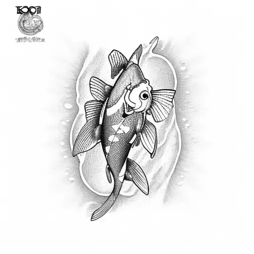 Koi Fish Swimming Samurai Sword