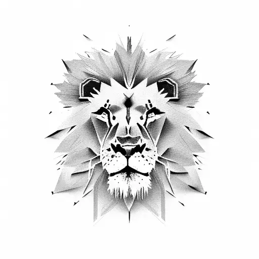 Scar Lion Face With Small Lions Below
