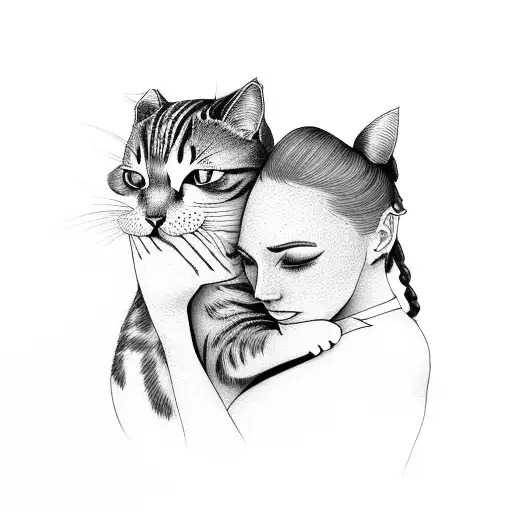Woman Hugging Cat