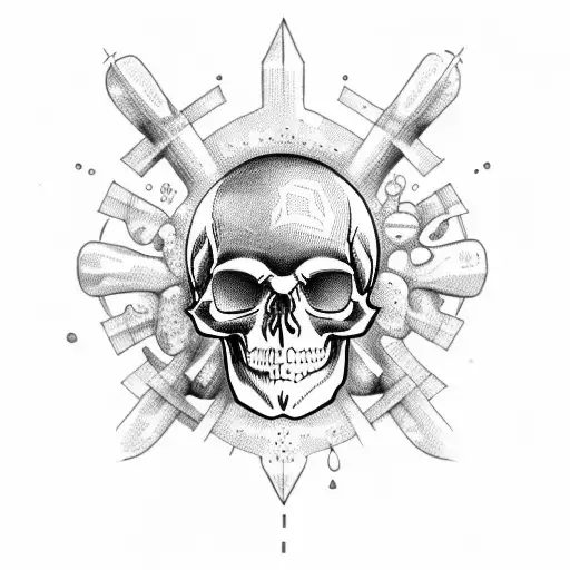 Trippy Skull With Mushrooms