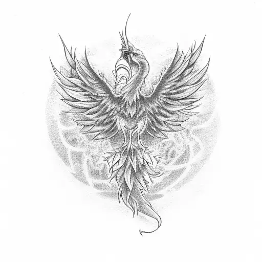 Phoenix Rising From Weed Leaf