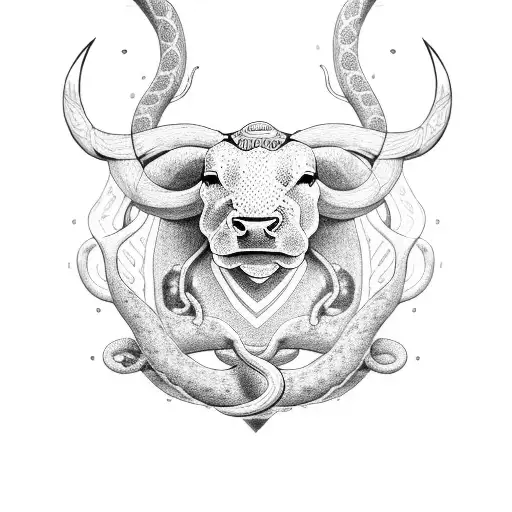 Bull Circling A Snake