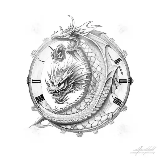 Dragon Vertical Rompiendo Un Reloj De Arena