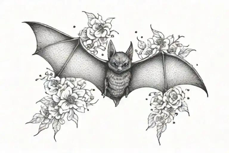 Bat With Flowers