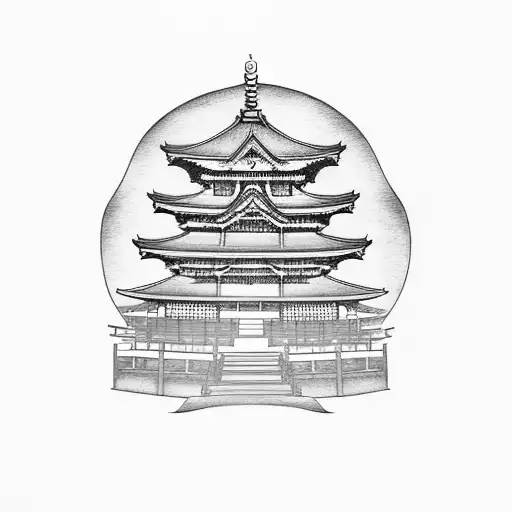 Japanese Temple With Samurai And Koi Carp