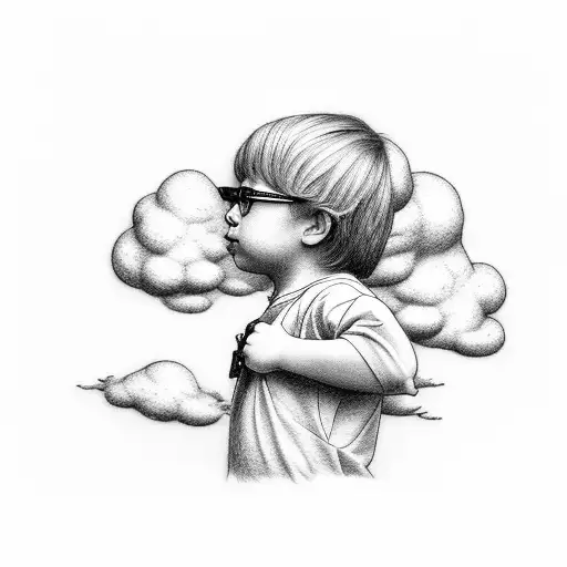 Little Kid With A Cloud Instead Of A Head