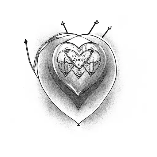Thin Lined Heart With Arrow