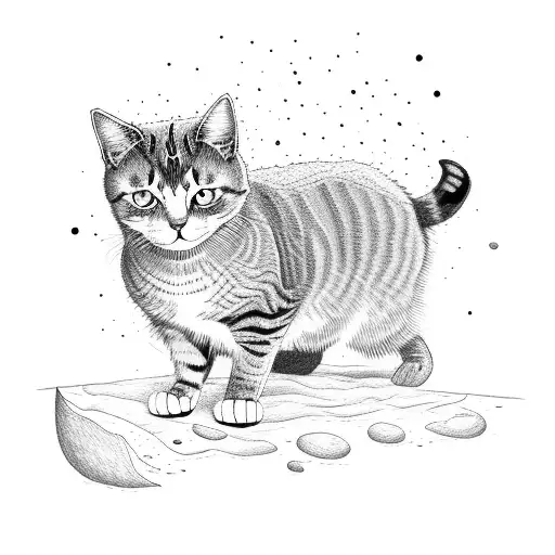 Cat Standing On A New Moon