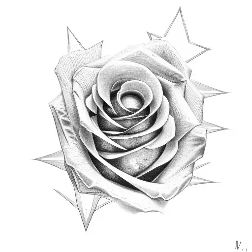 Rose With 4 Stars Around It