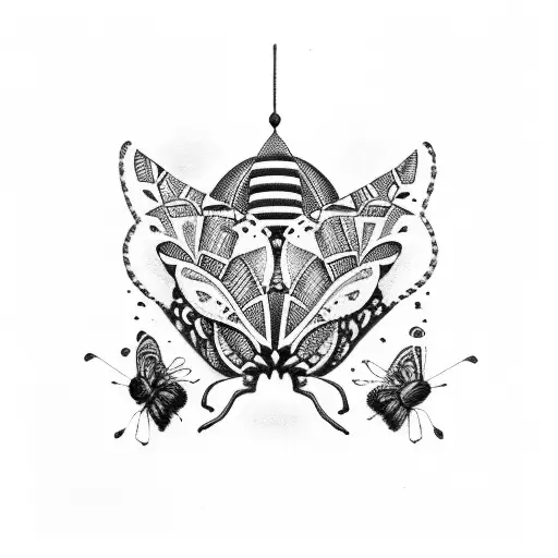 Argentinian Mate Drink With Monarch Butterfly Black And White Drawing