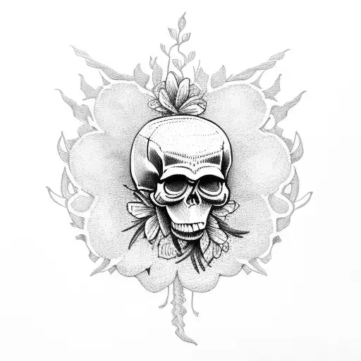 Skull With Dead Flowers