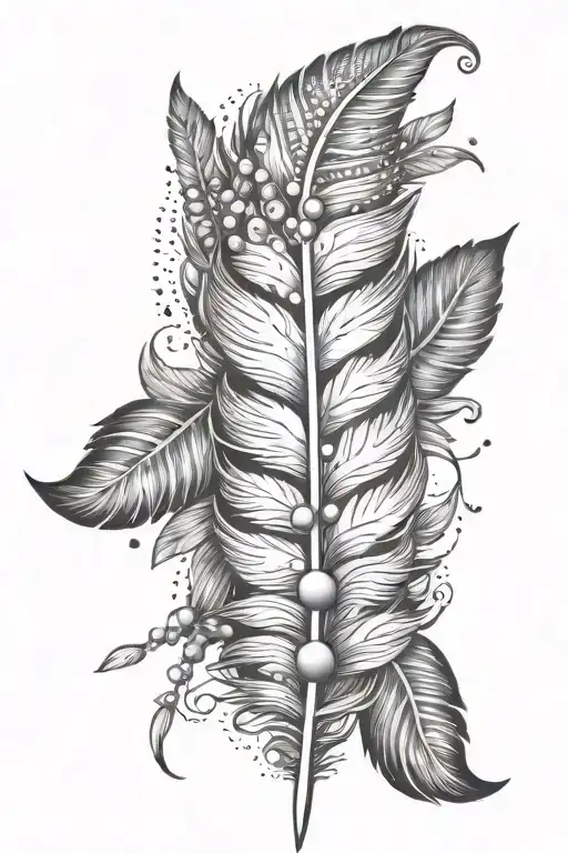 Indian Feather With Beads Intertwined
