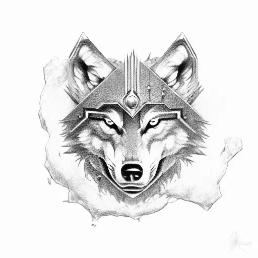 Wolf And Thor Hammer Mjolnir