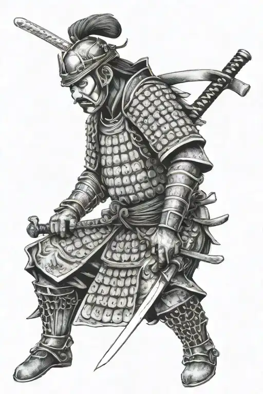 A Traditional Japanese Samurai Warrior With Intricate Armor And A Katana