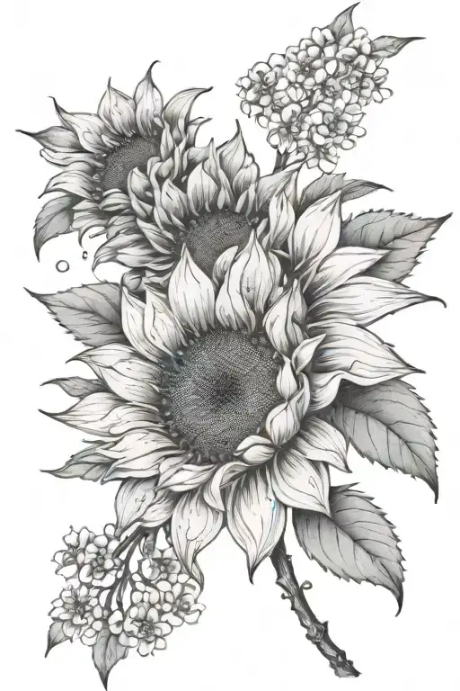 Sunflower And Cherry Blossom Flowers