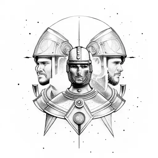 Roman Warrior And Space Man Dapping Up