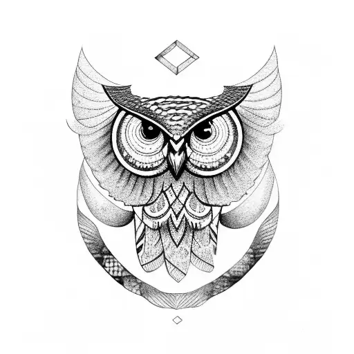 Owl Snake Tree Geometric Pattern In Wings