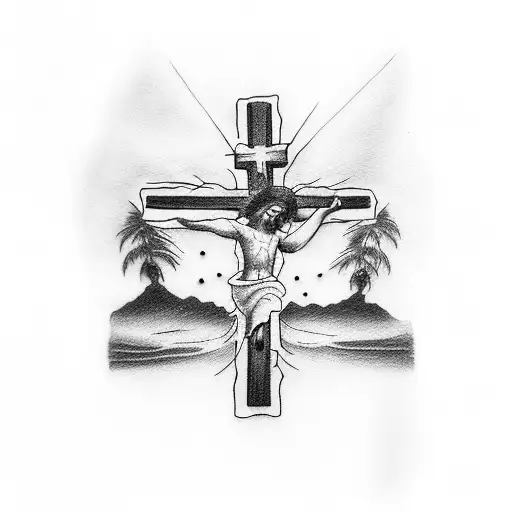 Get A Tattoo With Jesus And A Child Walking Towards The Cross And Moments Ago