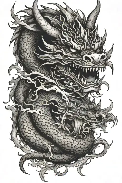 The Dragon Fights With Kitsune Mask