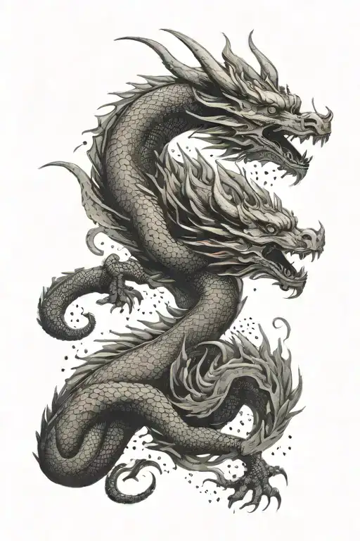 The Dragon Fights With Kitsune Mask