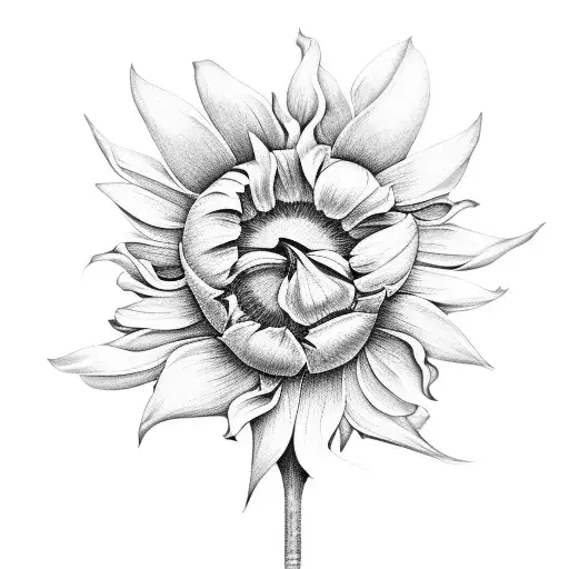 Tulip And Sunflower With Date In The Middle