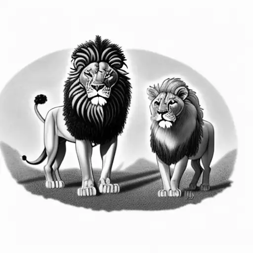 Standing Lion And Lioness