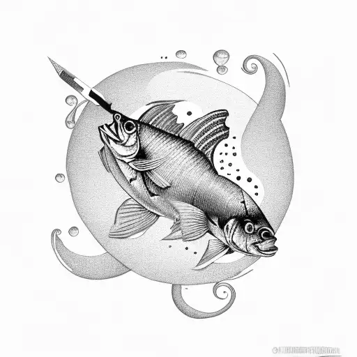 Fish With A Knife And A Glass Of Wine