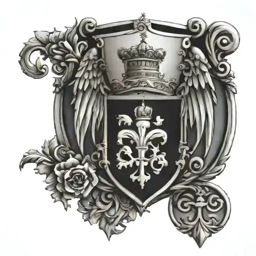 Coat Of Arms Astorga With Black Castle And Fleur The Lis