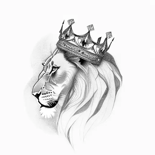Lion With Red Eyes And Crown