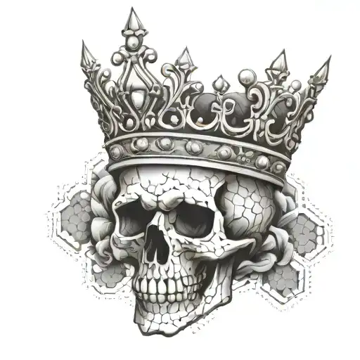 A Skull Wearing A Crown Made Of Diamonds On A Honeycomb Background